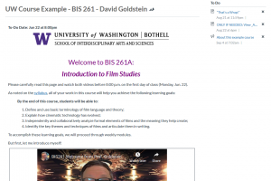 Screen capture of page with instructor intro video