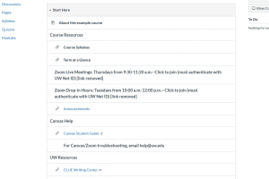 screencapture of the start here module for CMS 397
