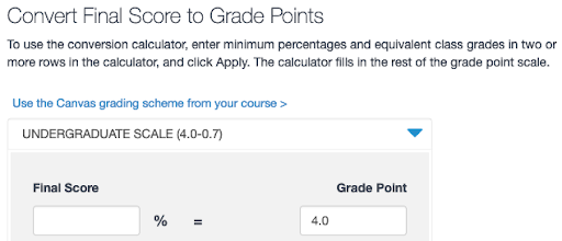 Convert Final Score to Grade Points interface